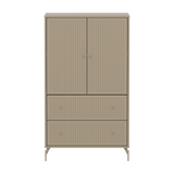 SAGA Cupboard, 2 door & 2 drawer, Beige with grooves