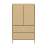 SAGA Schrank, 2 Türen und 2 Schubladen mit Rillen, Metallfüße, Oat