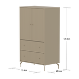 SAGA Cupboard, 2 door & 2 drawer, Beige with grooves