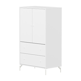 SAGA Cupboard, 2 door & 2 drawer, White with grooves