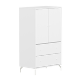 SAGA Cupboard, 2 door & 2 drawer, White with grooves