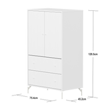SAGA Cupboard, 2 door & 2 drawer, White with grooves