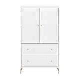 SAGA Cupboard, 2 door & 2 drawer, White with grooves