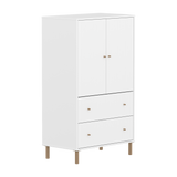 SAGA Cupboard, 2 door & 2 drawer, White with grooves