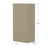 SAGA Armoire, 2 portes, Boutons en chêne, Oat avec Rainures