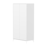 Armoire SAGA, 2 portes, Pieds et Poignées Blanches, Blanc