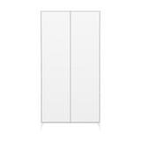 Armoire SAGA, 2 portes, Pieds et Poignées Blanches, Blanc