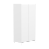 Armoire SAGA, 2 portes, Pieds et Poignées Blanches, Blanc