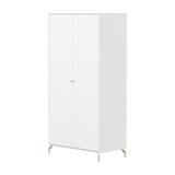 Armoire SAGA, 2 portes, Pieds et Poignées Oat, Blanc