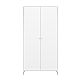 Armoire SAGA, 2 portes, Pieds et Poignées Oat, Blanc