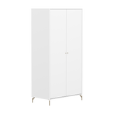 Armoire SAGA, 2 portes, Pieds et Poignées Oat, Blanc