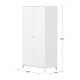 Armoire SAGA, 2 portes, Pieds et Poignées Oat, Blanc
