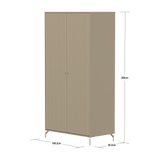 SAGA Armoire, 2 portes, Pieds et Boutons Oat, Oat avec Rainures