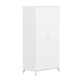 Armoire SAGA, 2 portes, Pieds et Poignées Oat, Rainures Blanches
