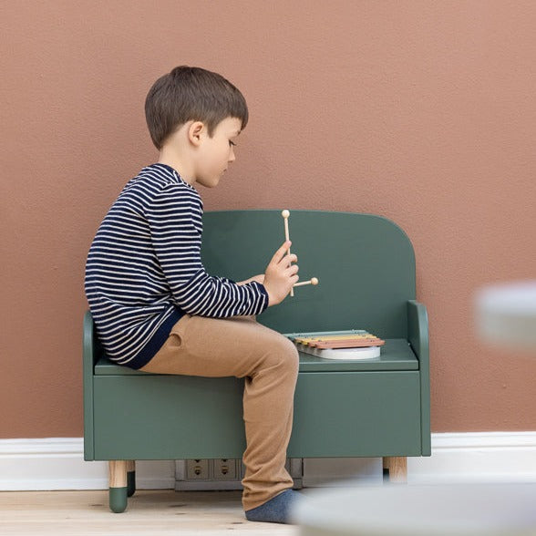 Storage bench with back rest