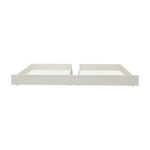 Cajones para debajo de la cama FLEXA WHITE de la gama CLASSIC, de pino macizo, aptos para colocar debajo de las camas infantiles, con bordes redondeados para mayor seguridad.