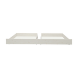 Cajones para debajo de la cama FLEXA WHITE de la gama CLASSIC, de pino macizo, aptos para colocar debajo de las camas infantiles, con bordes redondeados para mayor seguridad.