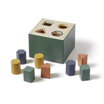 Wooden Shape Sorting box, 10 pcs, Handpainted, Green PLAY wooden-shape-sorting-box-multicolors-natural-wood  flexa-com.myshopify.com