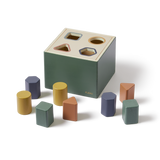 Wooden Shape Sorting box, 10 pcs, Handpainted, Green