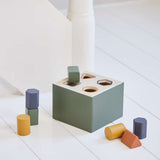 Wooden Shape Sorting box, 10 pcs, Handpainted, Green