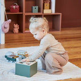 Wooden Shape Sorting box, 10 pcs, Handpainted, Green