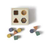 Wooden Shape Sorting box, 10 pcs, Handpainted, Green PLAY wooden-shape-sorting-box-multicolors-natural-wood  flexa-com.myshopify.com
