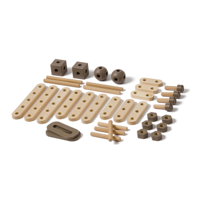 Construction Set, 36 pcs, Handpainted, Brown