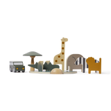 Safari-Tiere und Jeep aus Holz