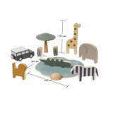 Safari-Tiere und Jeep aus Holz