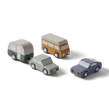Cars, 3 cars & 1 caravan, Handpainted