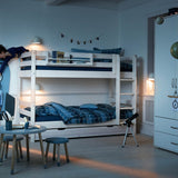 Bunk Bed with Ladder and Safety Rail, 90x200 cm, White