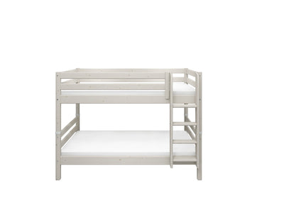 Bunk Bed with Straight Ladder and Safety Rail, 90x200 cm, White