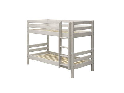 Bunk Bed with Straight Ladder and Safety Rail, 90x200 cm, White