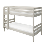 Bunk Bed 154 cm with Ladder and Safety Rail, 90x200 cm, White BUNKBED bunk-bed-with-straight-ladder-white-washed-1  flexa-com.myshopify.com