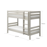Bunk Bed 154 cm with Ladder and Safety Rail, 90x200 cm, White BUNKBED bunk-bed-with-straight-ladder-white-washed-1  flexa-com.myshopify.com