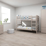 Bunk Bed with Ladder and Safety Rail, 90x200 cm, Grey