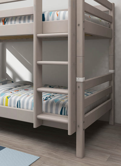 Bunk Bed with Straight Ladder and Safety Rail, 90x200, Grey