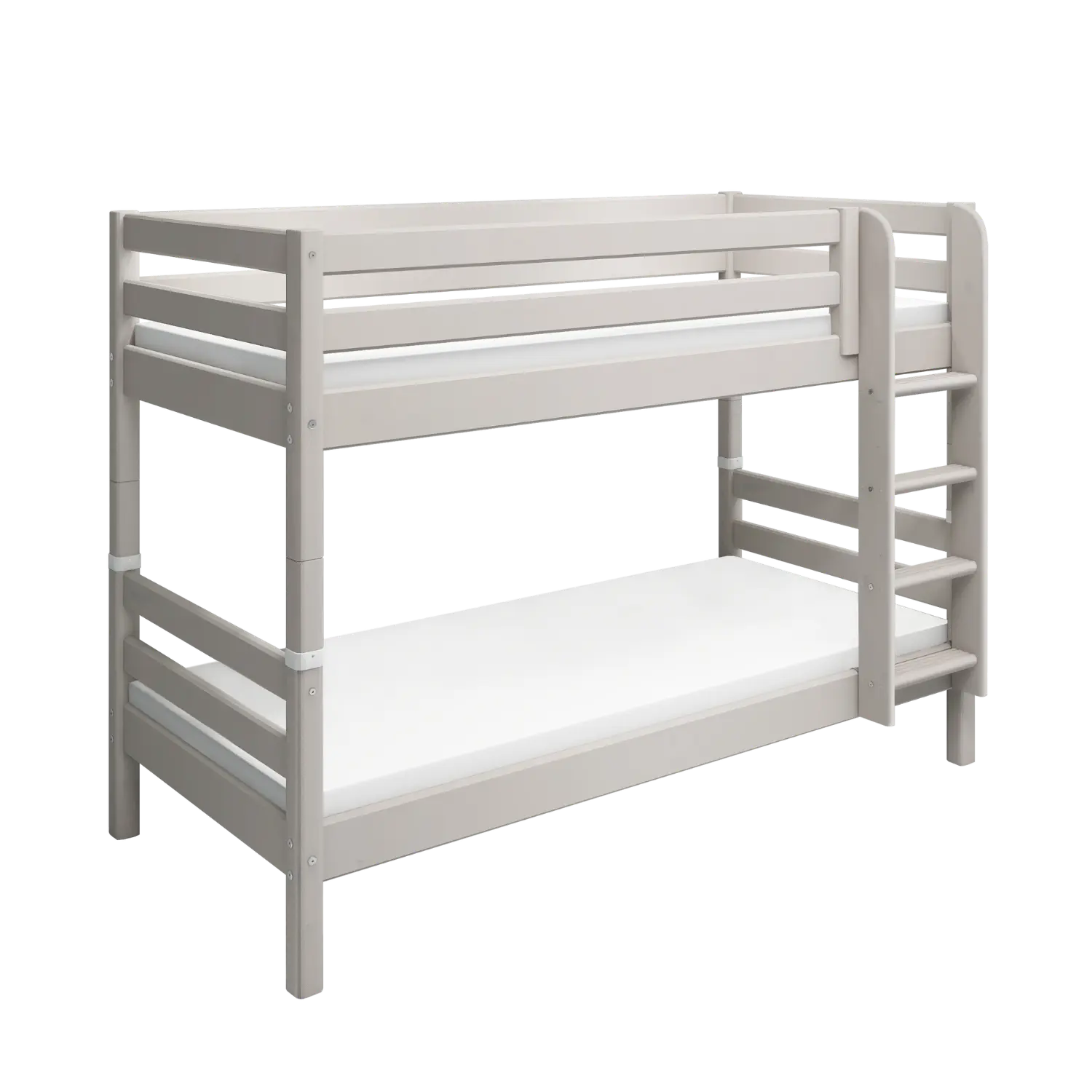 Bunk Bed 154 cm with Ladder and Safety Rail, 90x200 cm, Grey BUNKBED bunk-bed-with-straight-ladder-grey-washed-1  flexa-com.myshopify.com