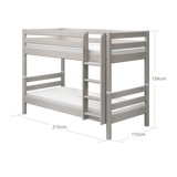 Bunk Bed 154 cm with Ladder and Safety Rail, 90x200 cm, Grey BUNKBED bunk-bed-with-straight-ladder-grey-washed-1  flexa-com.myshopify.com