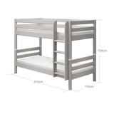 Bunk Bed with Ladder and Safety Rail, 90x200 cm, Grey