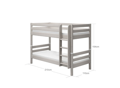 Bunk Bed with Straight Ladder and Safety Rail, 90x200, Grey