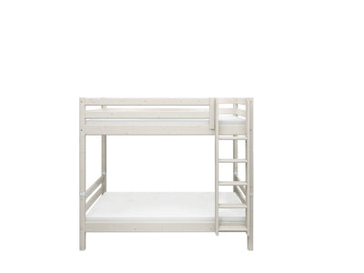 Bunk Bed with Extra Height, Straight Ladder and Safety Rail, 90x200 cm, White