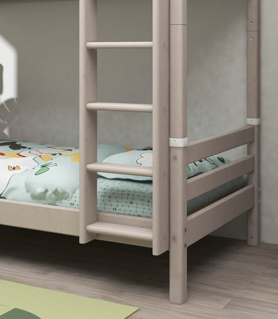 Bunk Bed with Extra Height, Straight Ladder and Safety Rail, 90x200 cm, Grey