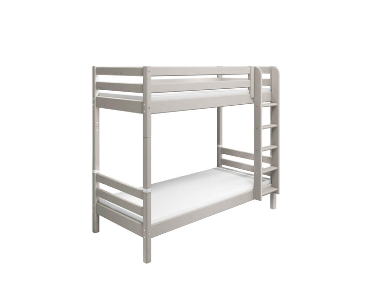 Bunk Bed with Extra Height, Straight Ladder and Safety Rail, 90x200 cm, Grey