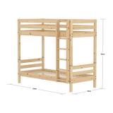 Bunk Bed with Straight Ladder and Safety Rails, 90x200 cm, Pine