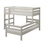 Bunk Bed 143 cm with Ladder and Safety Rail, 90x200 cm, White BUNKBED semi-high-bed-w-straight-ladder-white-washed-1  flexa-com.myshopify.com