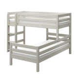 Bunk Bed 143 cm with Ladder and Safety Rail, 90x200 cm, White BUNKBED semi-high-bed-w-straight-ladder-white-washed-1  flexa-com.myshopify.com