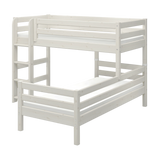 Litera 143 cm con escalera y barrera de seguridad, 90x200 cm, Blanco