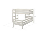 Litera 143 cm con escalera y barrera de seguridad, 90x200 cm, Blanco
