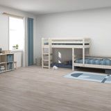 Bunk Bed with Ladder and Safety Rail, 90x200 cm, White